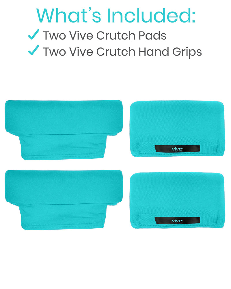 Vive Underarm Crutch Pads - Padding for Walking Arm Crutches - Padded Universal Underarm, Forearm Handle Pillow Covers for Hand Grips, Armpit - Foam Accessories for Kids, Adults (Teal) Teal - NewNest Australia
