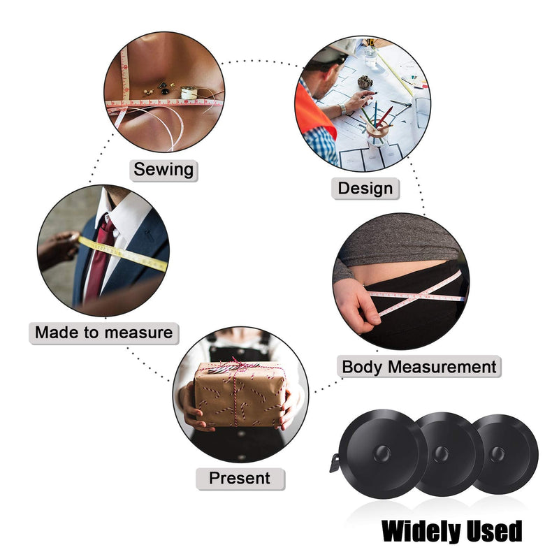 DiCUNO 60-Inch 1.5 Meter Soft and Retractable Tape Body Tailor Sewing Craft Cloth Dieting Measuring Tape (10 Colors Package) 10 Colors - NewNest Australia