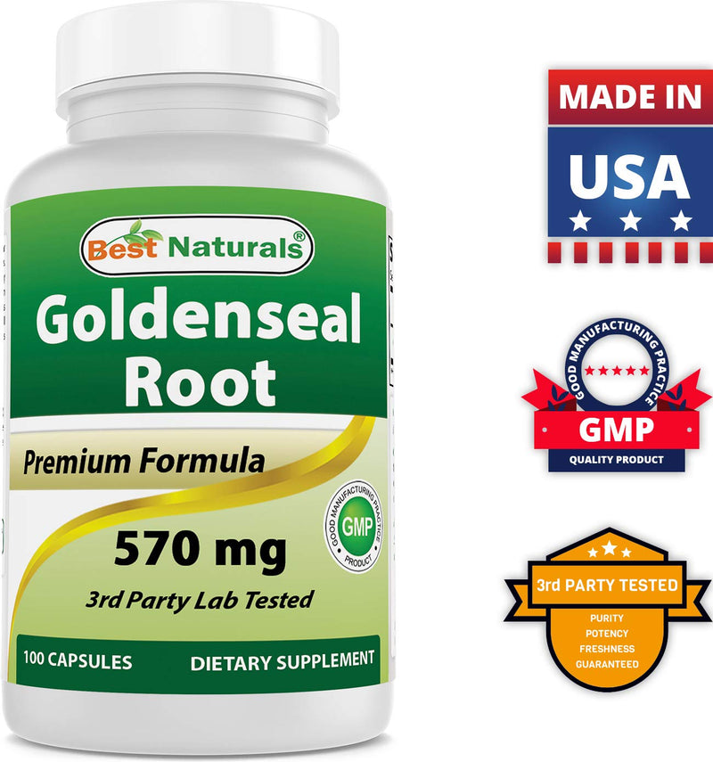 Best Naturals Goldenseal Root 570 mg (Non-GMO) 100 Capsules 100 Count (Pack of 1) - NewNest Australia