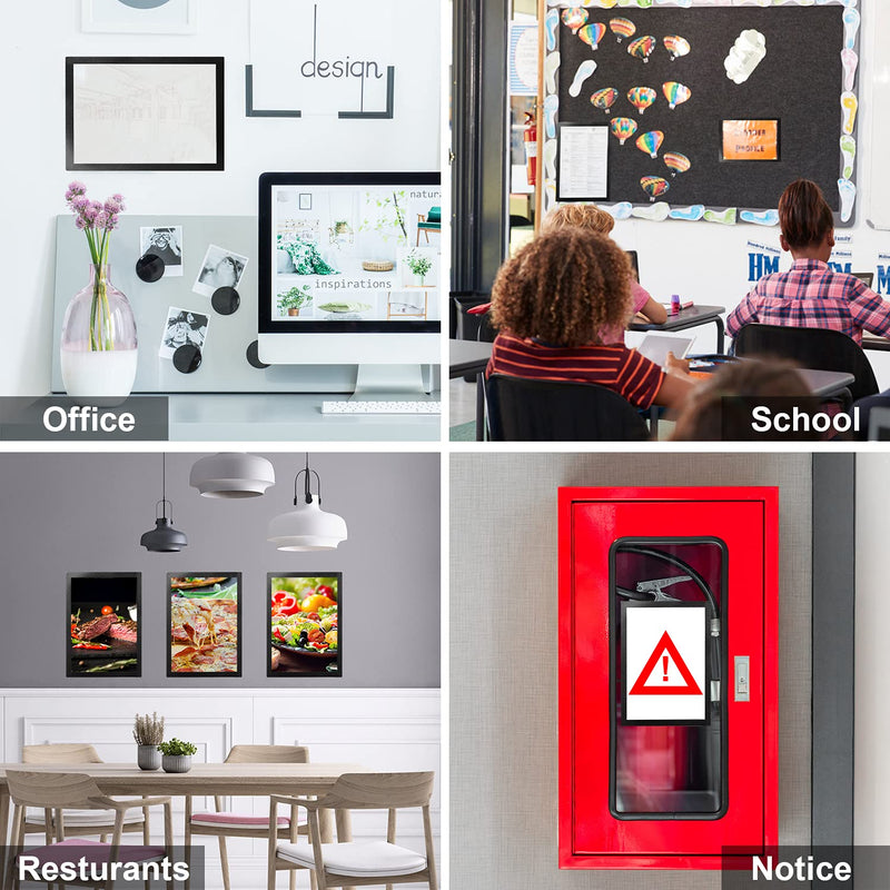 Nellvita 4Pcs Magnetic Signs Holder, for 8.5" x 11" Letter, Durable PVC Magnetic Document Holder, Magnetic Picture Poster Frame, Can Self-Adhesive Wall/ Door/ Window or Magnetic for Refrigerator Black 4 Pcs - NewNest Australia