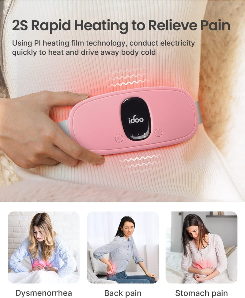 iDOO Period Heat Belt, Heating Pad Wireless, Electric Heat Belt with 3 Temperature Modes and Massage Modes, Abdomen Heat Belt with Auto-OFF, Gift for Women Pink - NewNest Australia