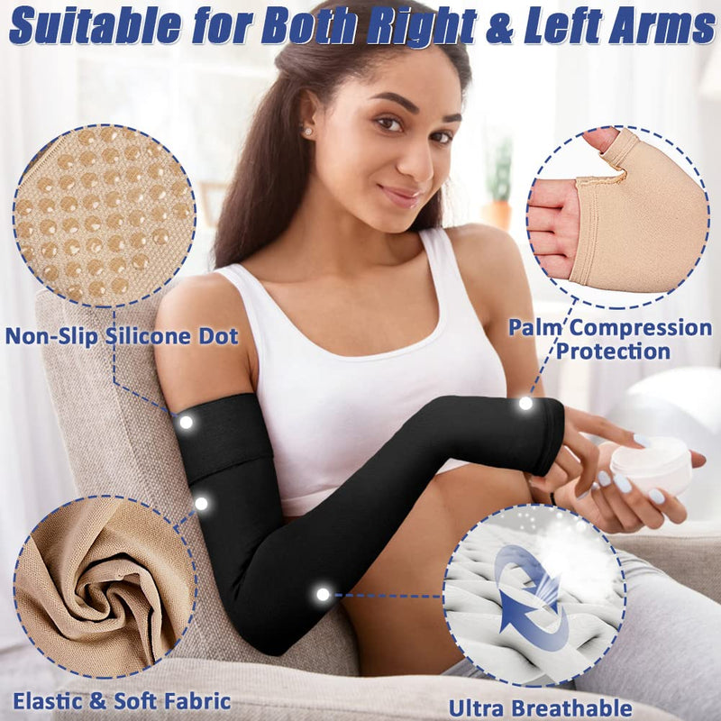 Beister Lymphedema Medical Compression Arm Sleeve Women & Men (Pack Of 1), 20-30 Mmhg Compression Sleeves, Palm & Wrist & Arm Support, Elbow Brace, Arm Support For Arthritis, Tennis Elbow - NewNest Australia