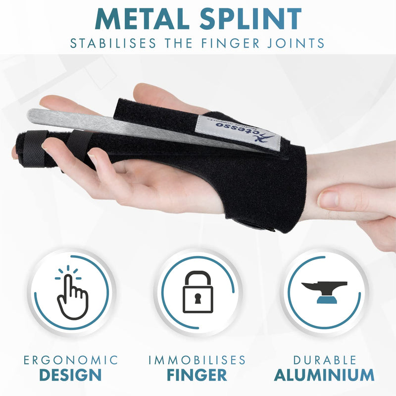 Actesso Enhanced Broken Finger Splint - Support for Trigger, Mallet, Arthritis, RSI (Repetitive Strain Injury), Small Middle Index Ring (One Size, Black) One Size - NewNest Australia