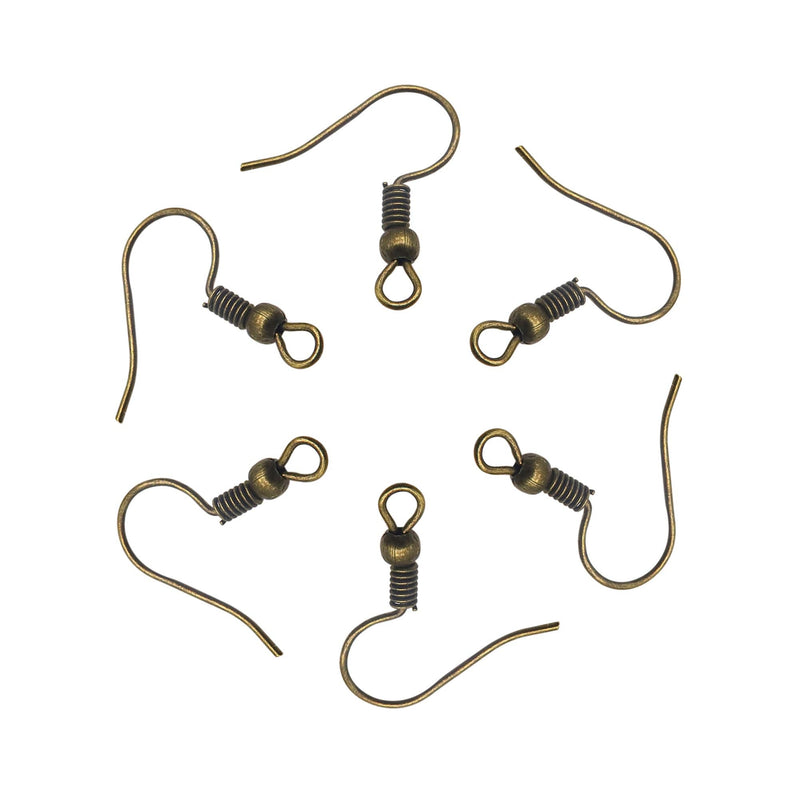 TOAOB 100pcs Earring Hooks Hypo Allergenic French Ear Wires with Ball and Coil 18mm Antique Bronze Fish Hook Earrings Making Supplies Jewelry Findings - NewNest Australia