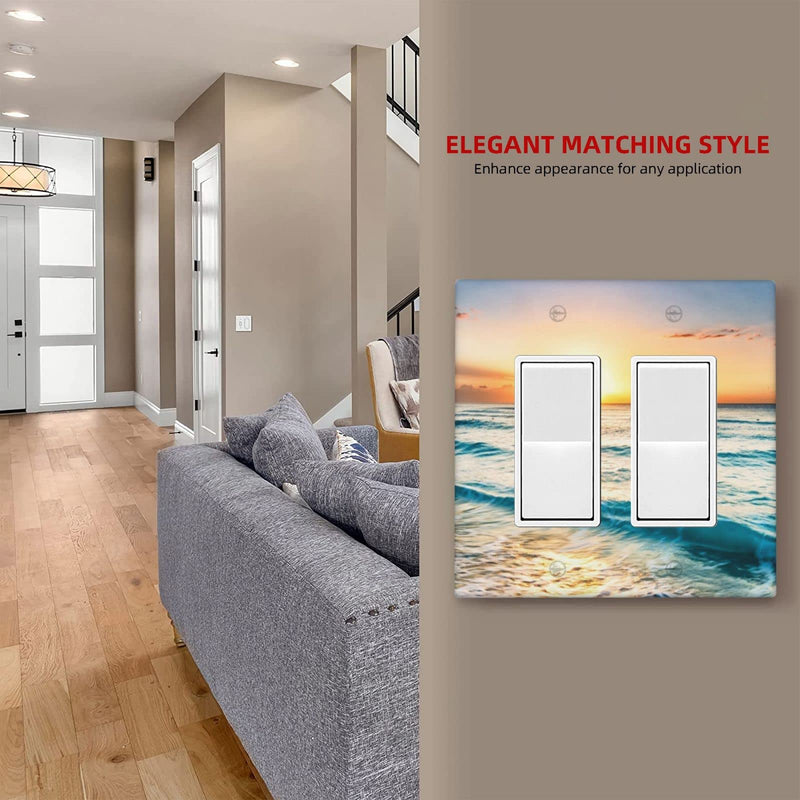 Palm Beach Light Switch Plates Decorative Covers 2 Gang Double Rocker Receptacle Outlet Cover Size 4.50" X 4.57"inch - NewNest Australia