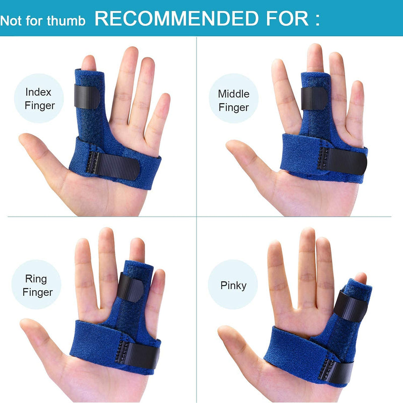 Sumifun Finger Brace for Right Hand, Finger Splints with 2 Gel Sleeves for Mallet Finger, Trigger Finger, Finger Supports with Built-in Aluminium Bar for Sprains, Pain Relief, Sports Injury, Blue Right Hand - Blue - NewNest Australia