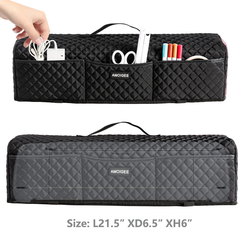 AMOIGEE Padded Dust Cover Compatible with Cricut Maker, Cricut Maker 3, Explore Air 2, Cricut Explore 3 Machine, with Pockets for Cricut Accessories Black - NewNest Australia