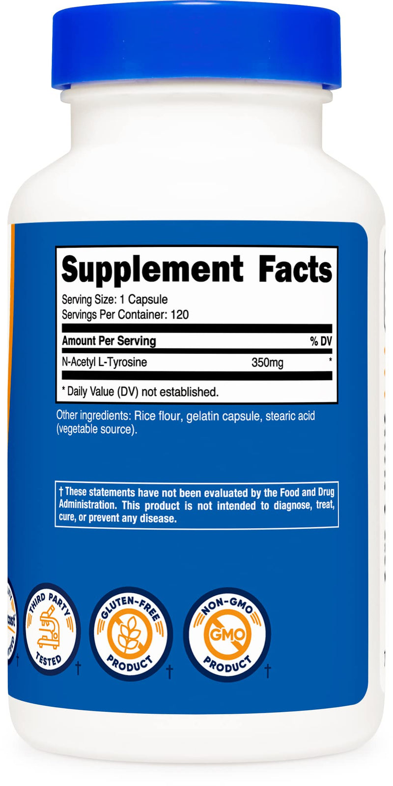 Nutricost N-Acetyl L-Tyrosine (NALT) 350mg, 120 Capsules - Gluten Free, Non-GMO 120 Count (Pack of 1) - NewNest Australia