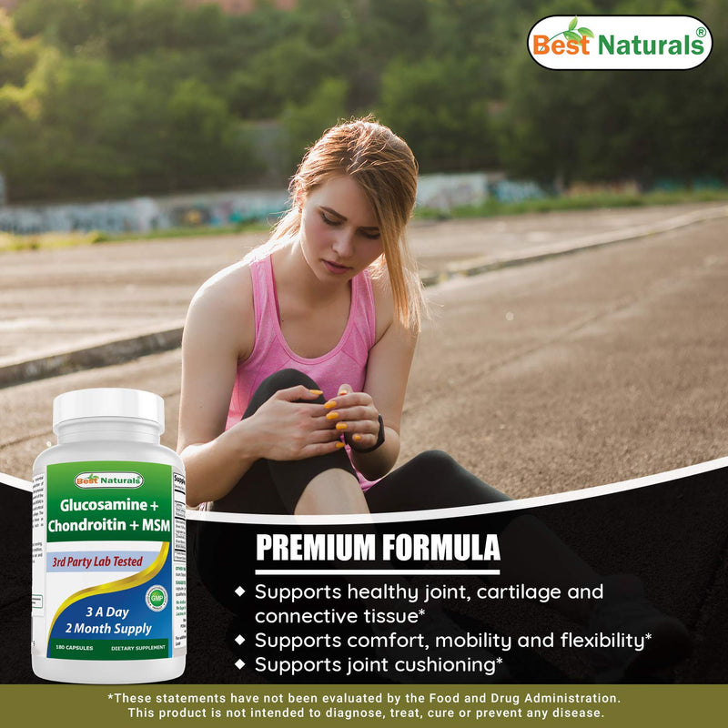 Best Naturals Glucosamine Chondroitin and MSM (Non-GMO) - Promotes Joint Health - 180 Count - NewNest Australia