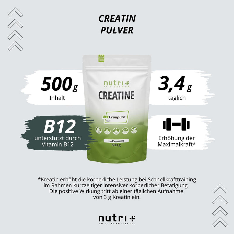 Creapure 500 G - Creatine Monohydrate Powder - 99.99% Pure - High Dose - Ultra Fine Creatine Neutral - Nutri + Creatine Powder Vegan - Premium Quality From Germany - NewNest Australia