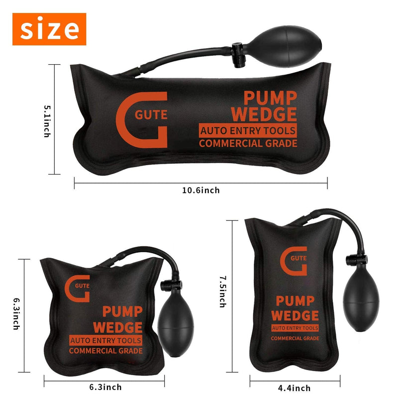 Gute Air Shim, Air Wedge Bag Pump, 3 Pack Commercial Inflatable Air Wedge Pump Bag Tool, Professional Leveling Kit & Alignment Tool, Air Bag Removal Tool for Variety of Jobs, 330 LB Rating, 3 Sizes - NewNest Australia