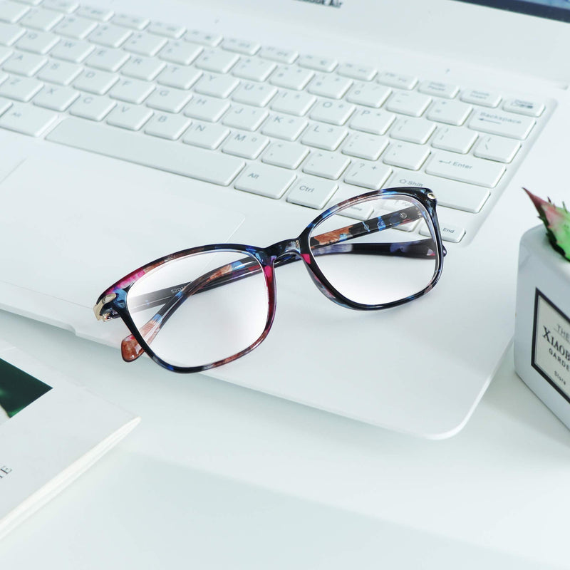 Blue Light Blocking Glasses for Women, Anti Eyestrain, Computer Reading, TV Glasses, Stylish Square Frame, Anti Glare(No Magnification) 01_nola_pink - NewNest Australia