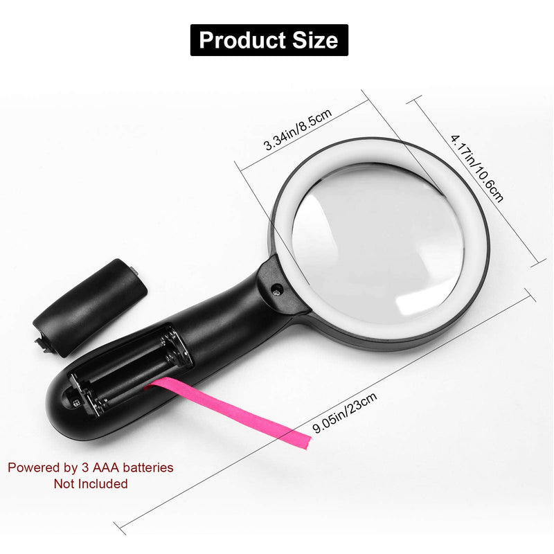 Magnifying Glass with Light, Kaome 10X Magnified Glass Dimmable LED Lighted Magnifying Glass for Reading, Handheld Magnifier for Exploring, Jewelry, Hobbies & Crafts Black - NewNest Australia