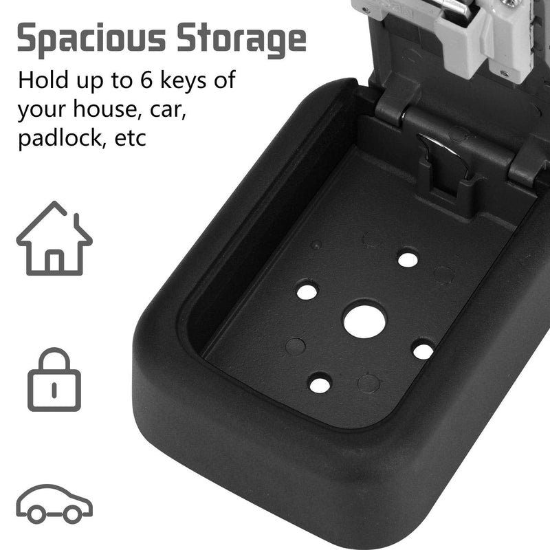 Key Lock Box - Waterproof Combination Lockbox Wall Mounted Key Storage Lock Box for Office,Realtors,House Spare Keys,Holds Up to 6 Keys (Black) Black - NewNest Australia