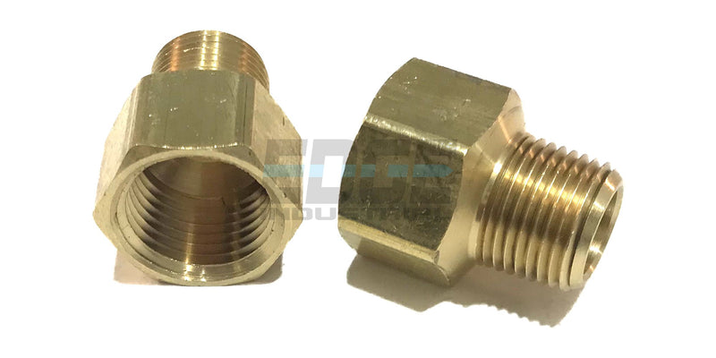 Edge Industrial Brass Pipe Adapter 1/2" Fnpt x 3/8" Mnpt Fuel / AIR/ Water / Oil/ Gas Wog QTY 01 - NewNest Australia