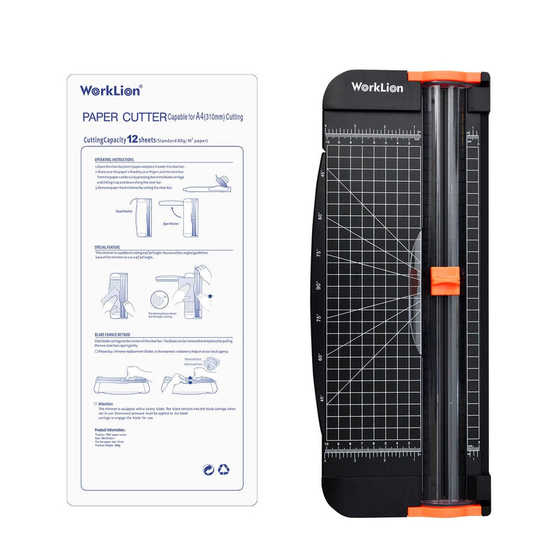 WORKLION Paper Cutter - A4 Paper Craft Cutter with Security Blade for Cut Gift Card, Coupon, Label, Cardstock, Photo, 12 inch Black Office Paper Trimmer - NewNest Australia