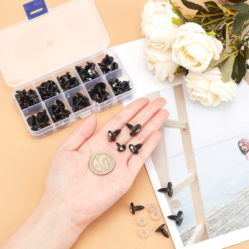 PH PandaHall 200pcs Kawaii Safety Eyes, 5 Sizes Craft Doll Eyes Black Stuffed Toy Eyes with Washers Oval Resin Felt Eyesfor Amigurumi, Doll, Puppet, Teddy Bear, Crochet Toy, Plush Animal Making - NewNest Australia