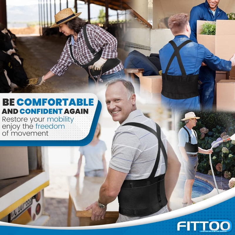 FITTOO Working Lumbar Lower Back Brace Support Belt with Adjustable Straps - Back Pain Relief, Injury Recovery, Heavy Lifting Support, Personal Daily Care Black L - NewNest Australia