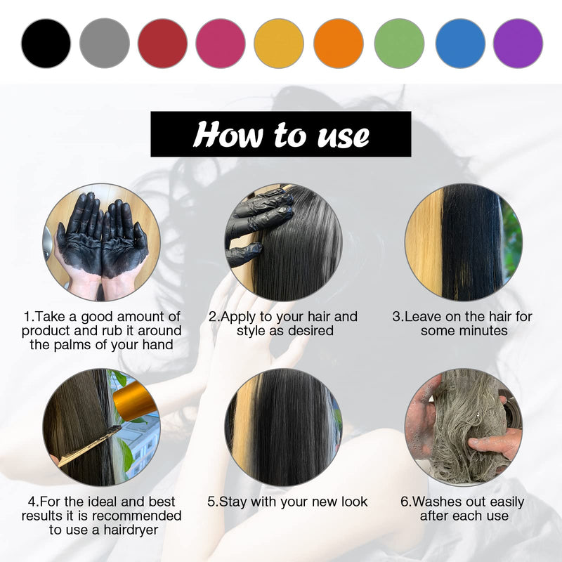 Hair Colour Wax, Ultikare Temporary Wash out Color Hair Dye for kids, Instant Hair Cream Mud Gel Professional Unisex Hairstyle Color Pomade,Hair Clays Men Women Cosplay & Halloween 3.4 Fl Oz (Black) Black - NewNest Australia