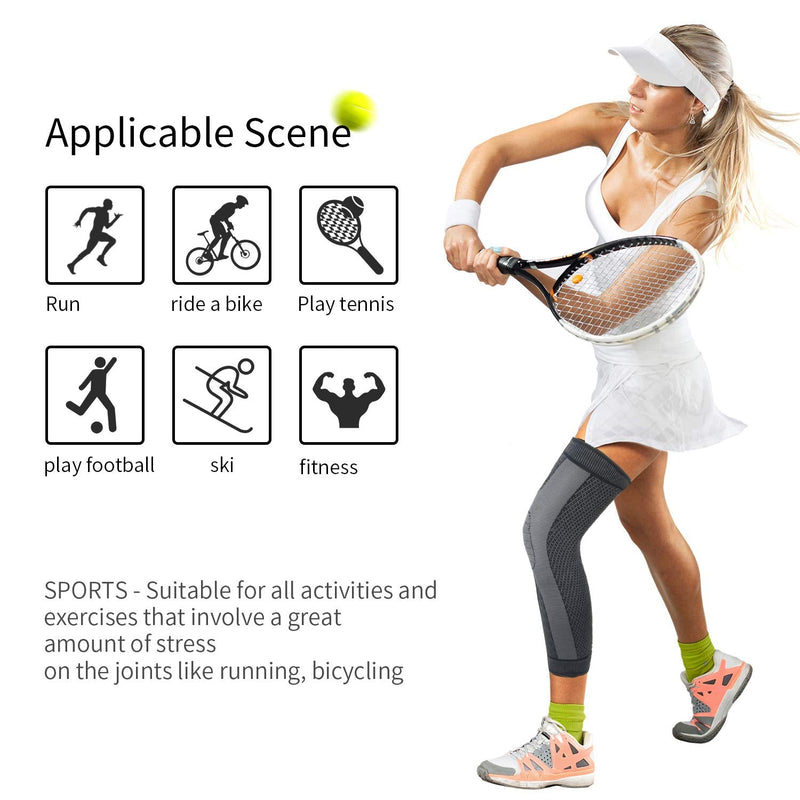 Full Leg Sleeves Long Compression Leg Sleeve Knee Sleeves Protect Leg, for Man Women Basketball, Arthritis Cycling Sport Football, Reduce Varicose Veins and Swelling of Legs(Pair) Black Medium (1 Pair) - NewNest Australia