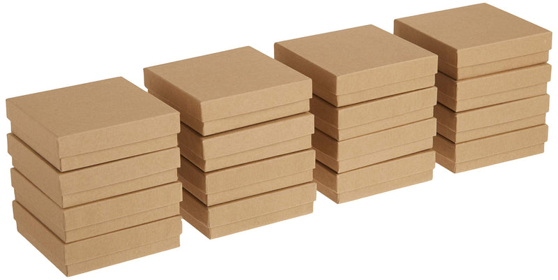 Beadaholique 16-Piece Kraft Square Cardboard Jewelry Boxes, 3.5 by 3.5 by 1-Inch, Brown - NewNest Australia