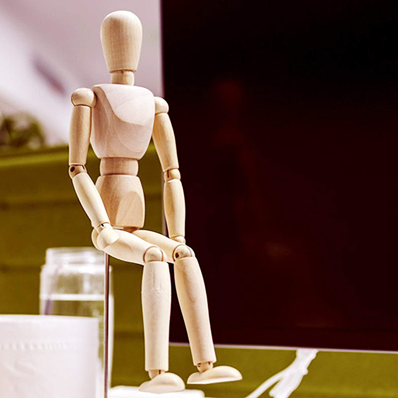 12'' Wooden Artists Manikin, Sketching Drawing Articulated Jointed Mannequin, Wood Human Figure Model for Home Office Desk Decoration - NewNest Australia