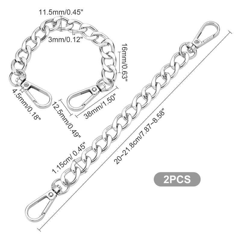 PH PandaHall Silver Purse Extender Chain, 2pcs 8 Inch Aluminum Bag Chain Strap Handle Handbag Accessories with Alloy Swivel Clasps for Handmade Bag Purse Clutches Handles Crossbody Strap - NewNest Australia