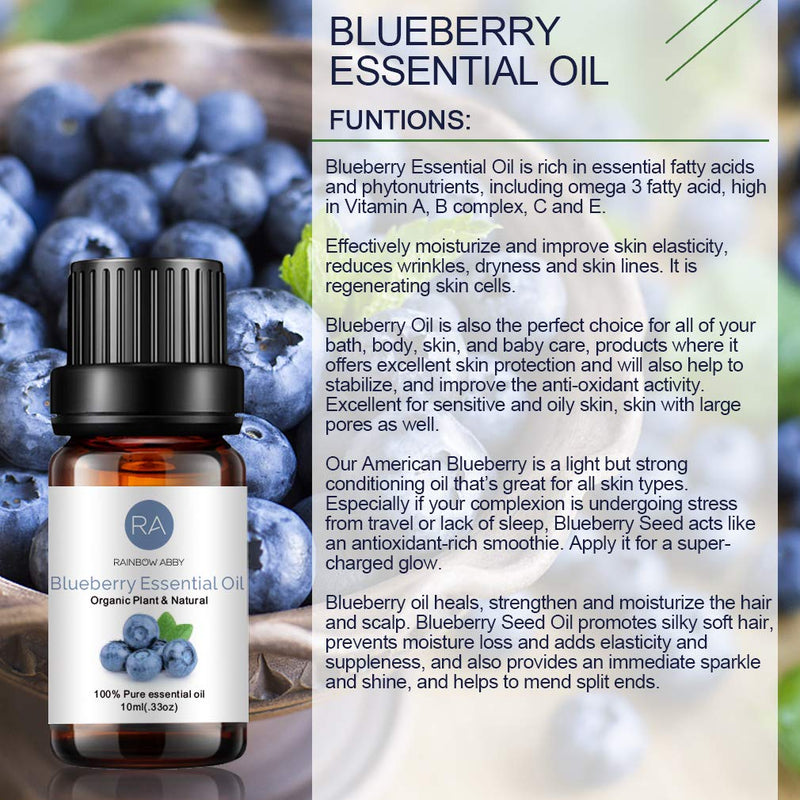 Blueberry Essential Oil 100% Pure Oganic Plant Natrual Flower Essential Oil for Diffuser Message Skin Care Sleep - 10ML Blueberry - NewNest Australia