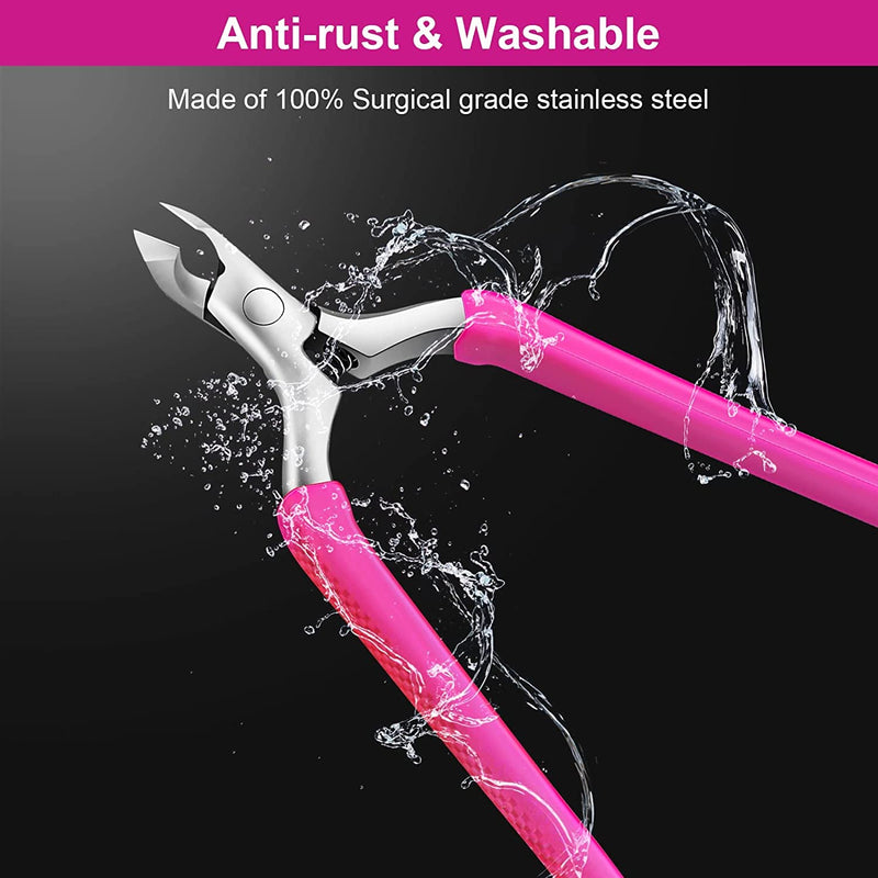 Cgbe Professional Cuticle Nippers, Sharp Cuticle Remover Made Of Stainless Steel With Non-Slip Handle, For Precise Removal Of Excess Cuticles, Cuticle Scissors For Nail And Toenail Care Pink - NewNest Australia