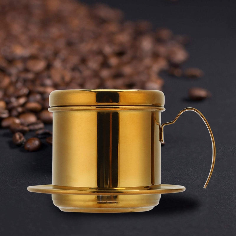 Coffee Drip Filter Pot Stainless Steel Vietnamese Style Coffee Maker Pot Coffee Drip Brewer for Home Kitchen Office Outdoor(Gold) - NewNest Australia