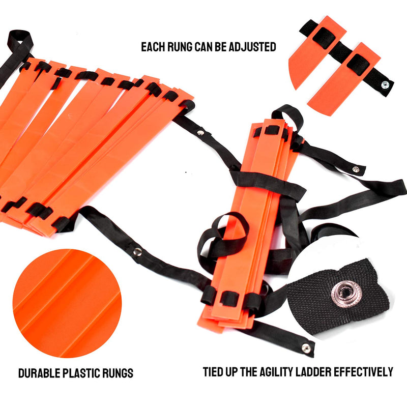 TNZMART Agility Ladder Speed Ladder 10FT 20FT Training Equipment for Football Soccer Basketball with Carrying Bag 10 FT, 6 Rungs Orange - NewNest Australia