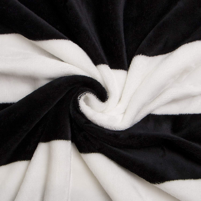 NTBAY Flannel Throw Blanket, Super Soft with Black and White Stripe (51"x68") Throw(51"x68") - NewNest Australia