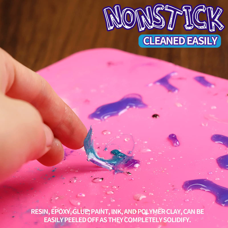 LEOBRO 2 Pack 15.7" x 11.7" Large Silicone Sheet for Crafts Jewelry Casting Mould Mat, Nonstick Silicone Craft Mat, Placemat, Playdoh Mat, Silicone Mats for Epoxy Resin, Polymer Clay, Blue & Rose Red - NewNest Australia