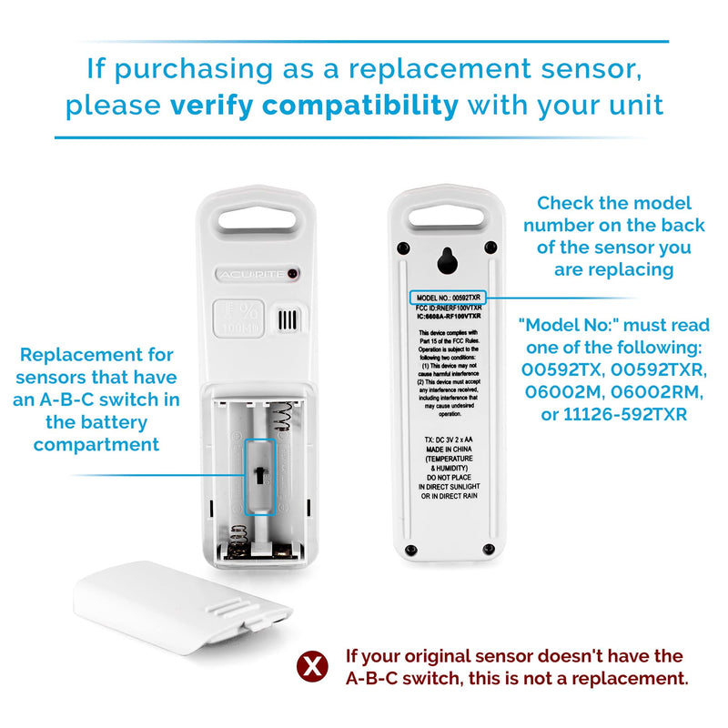 AcuRite Wireless Indoor Outdoor Temperature and Humidity Sensor (06002M) , white 06002m / 592txr Temperature & Humidity Add-on - NewNest Australia