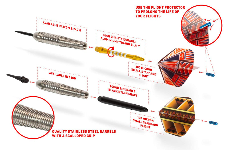 Shot! Darts Scimitar-Soft Tip Dart Set-18gm-Front Weighted-Stainless Steel Barrels - NewNest Australia