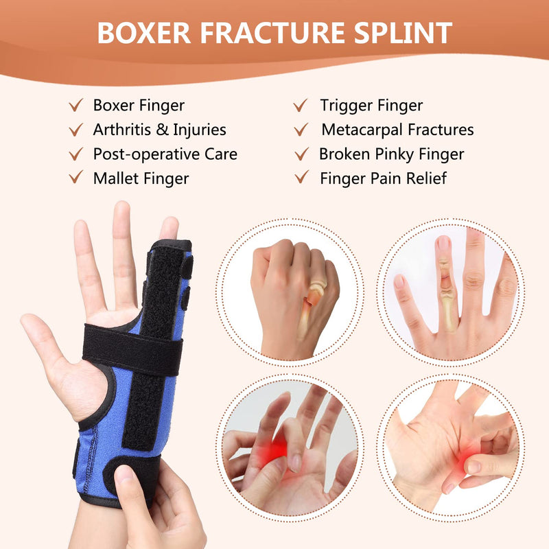 Scurnhau Pinky Finger Splint, Adjustable 4th or 5th Metacarpal Splint Hand Brace for Boxer’s Fracture, Broken Fingers, Arthritis, Tendonitis, Pain Relief, Fits Left Right Hand, S/M 1 - NewNest Australia