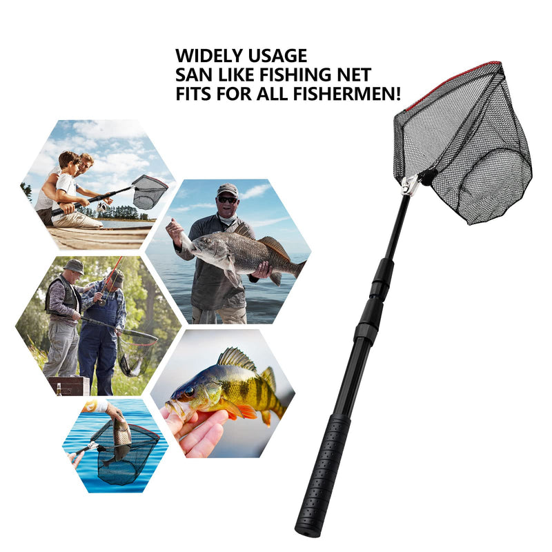 SAN LIKE Fishing Net Fish Landing Nets Collapsible Telescopic Sturdy Pole Handle for Saltwater Freshwater Extending to 36/43/71/98inches 49inch-Black - NewNest Australia