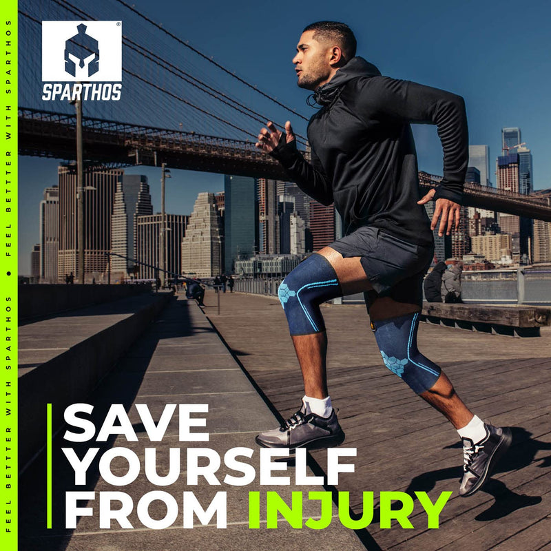 Sparthos Knee Compression Sleeves by (Pair) – Joint Protection and Support for Running, Sports, Knee Pain Relief – Knee Brace for Men and Women – Innovative Breathable Elastic Blend – Anti Slip Cobalt Blue X-Large - NewNest Australia