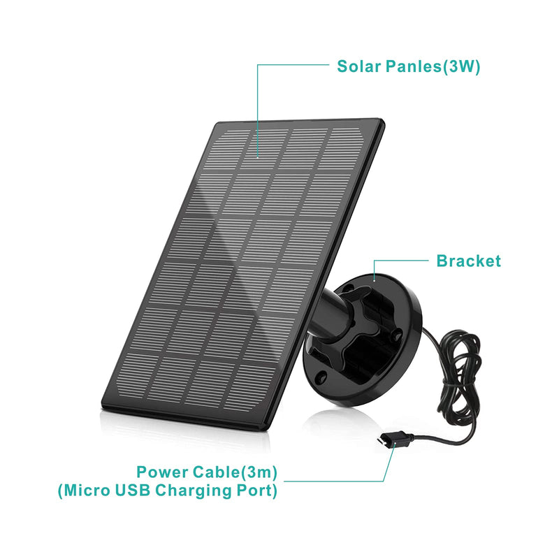 Solar Panel for Wireless Outdoor Security Camera Compatible with DC 5V Rechargeable Battary Powered Surveillance Cam, Continuous Solar Power for Camera(No Camera) - NewNest Australia