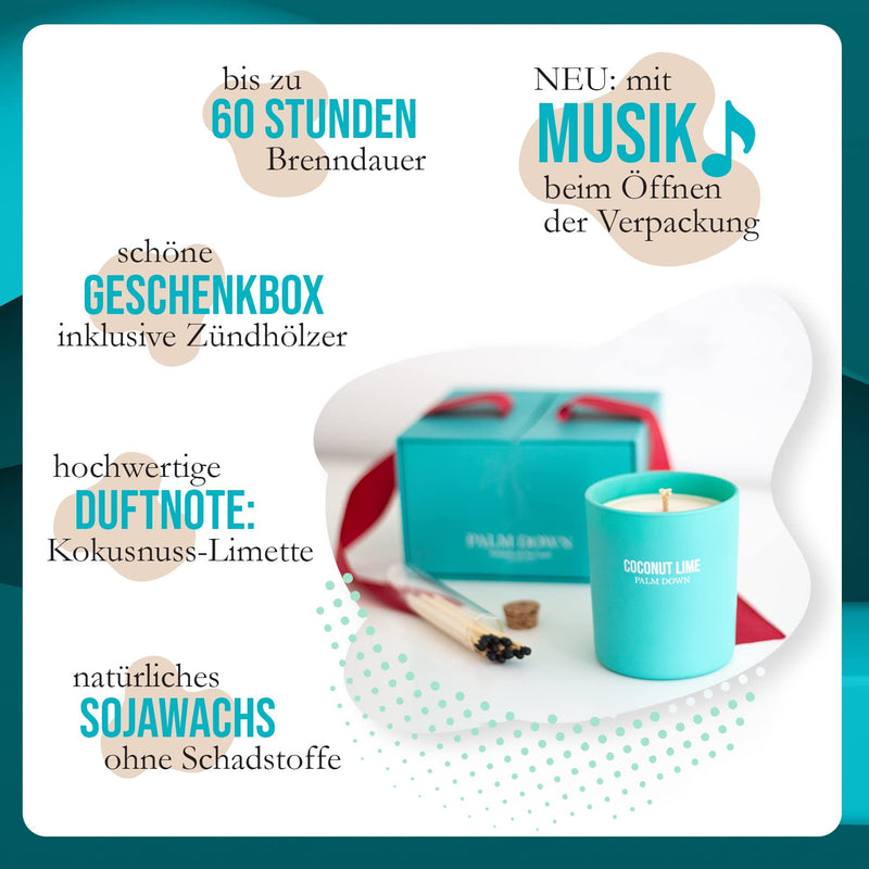 Scented Candle In High-Quality Gift Box With Matches, Handmade Candle Made From Natural Soy Wax, Up To 60 Hours Burning Time, Perfect Gift Set With Music Box, Fragrance Note - NewNest Australia