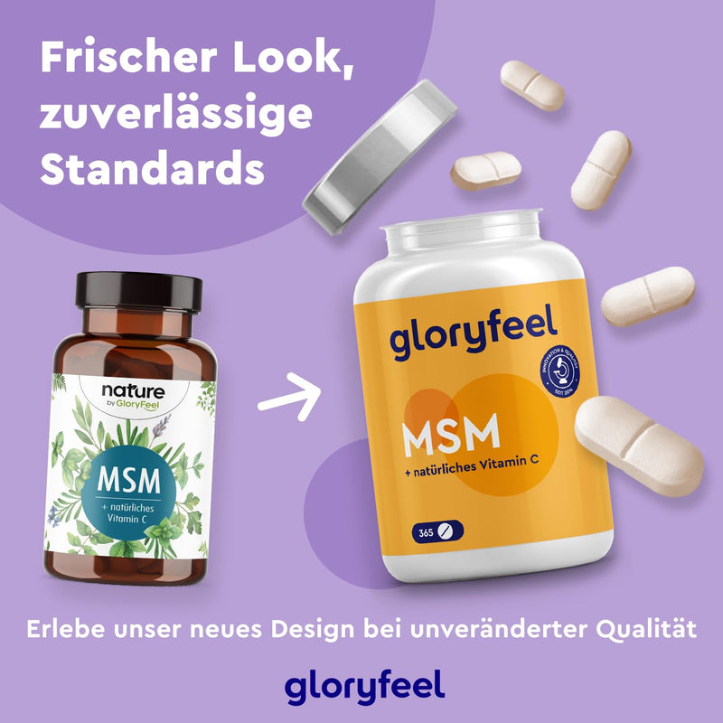 MSM 2000mg + Natural Vitamin C - 365 high-dose tablets - For bones, joints, skin & immune system* - Vegan methylsulfonylmethane - Laboratory tested and made in Germany without additives - NewNest Australia