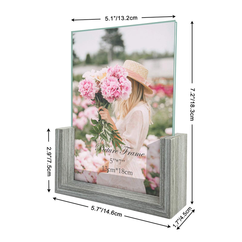 NewNest Australia - 5x7 Photo Picture Frames Glass Set, Frameless Tempered Glass Picture Frame Tabletop Display 5x7 Photograph Home Decor, 2 Packs 