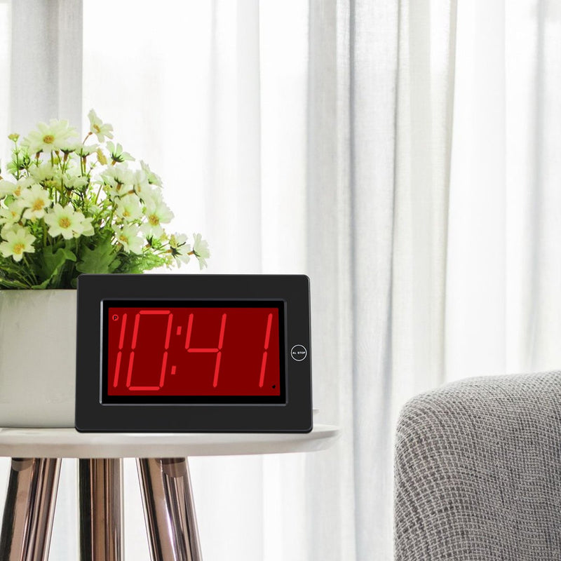 NewNest Australia - KWANWA Digital LED Wall Clock with 3'' Large Display Battery Operated/Powered Only - Black LED Display 3" 