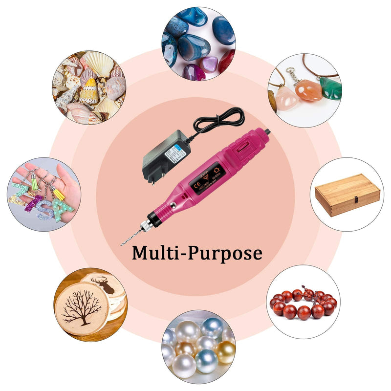 Uolor Electric Corded Hand Drill Kit, Electrical Pin Vise Set with 17Pcs Drill Bits 10Pcs Collet and 200Pcs Screw Eye Pin for Wood Resin Plastic Polymer Clay Keychain Pendant Earring Jewelry Making - NewNest Australia