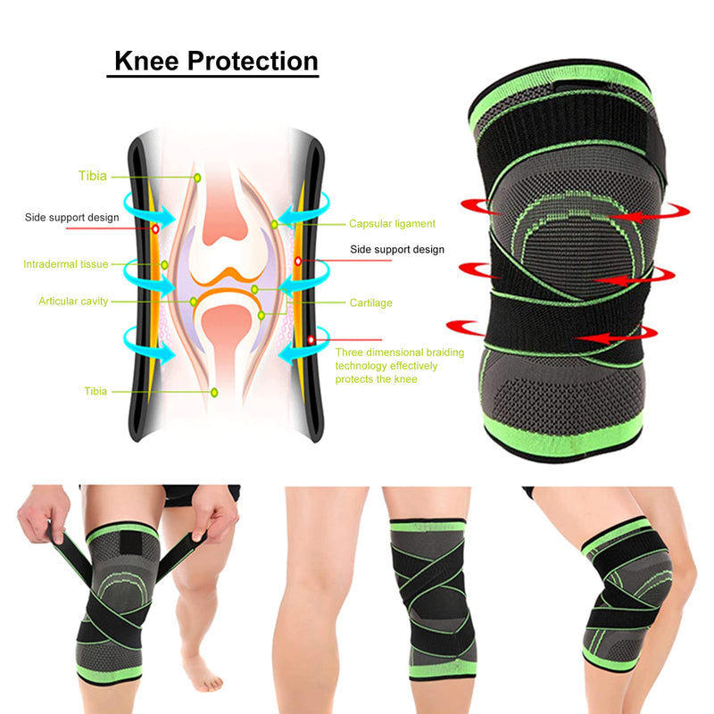 Layhou 1 X Adjustable Knee Support Knee C-Compression Sleeve Bandage Double Compression Band Breathable Design For Running Basketball Baseball Hiking Sports Activities - NewNest Australia