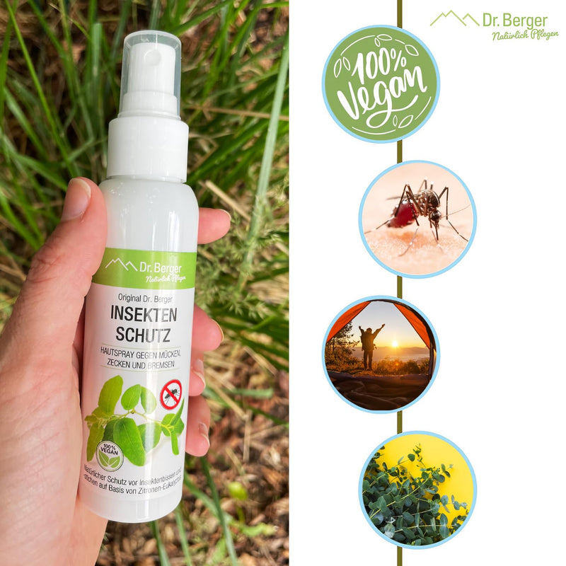 𝗗𝗿. 𝗕𝗲𝗿𝗴𝗲𝗿 Insect repellent [VEGAN] mosquito repellent | Protection against ticks, mosquitoes, gnats, horseflies | Skin spray also suitable for children - natural protection against mosquito bites - NewNest Australia