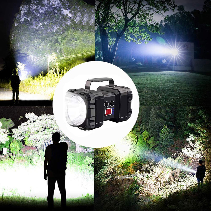 Rechargeable Spotlight Flashlight, 6000 High Lumen LED Spotlight Flashlight,10000mAh 20h Ultra-long Standby, 3+4 Light Modes Tactical LED Handheld Flashlight Waterproof with USB Output as a Powerbank Rechargeable Spotlight Flashlight - NewNest Australia