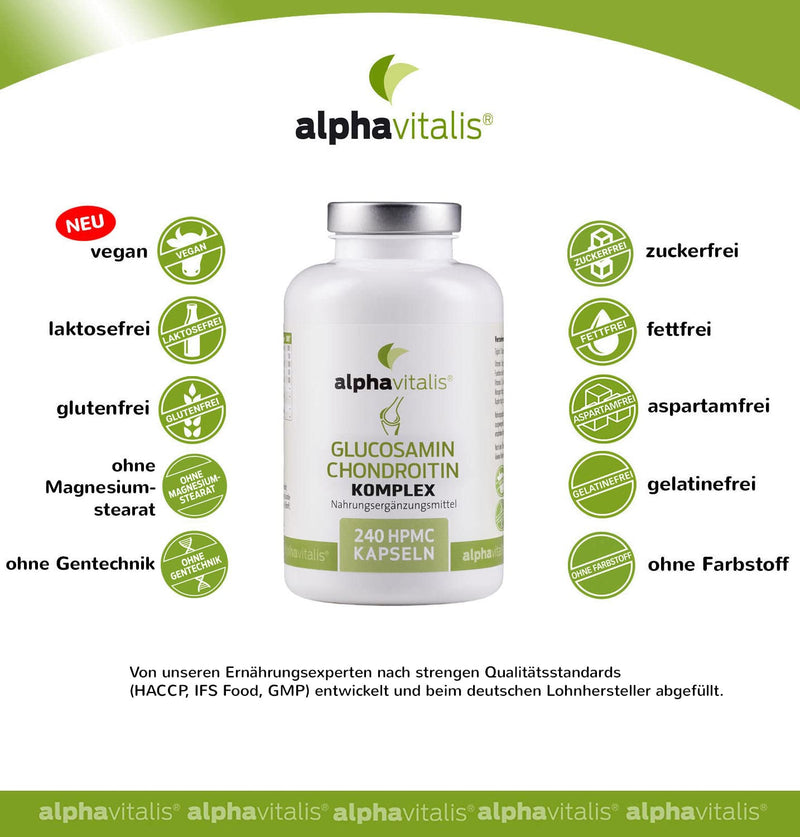 Glucosamine + Chondroitin Complex With Hyaluronic Acid, Msm, Zinc, Manganese - Vegan - 240 Capsules Without Magnesium Stearate - Joint Capsules From Alphavitalis - NewNest Australia