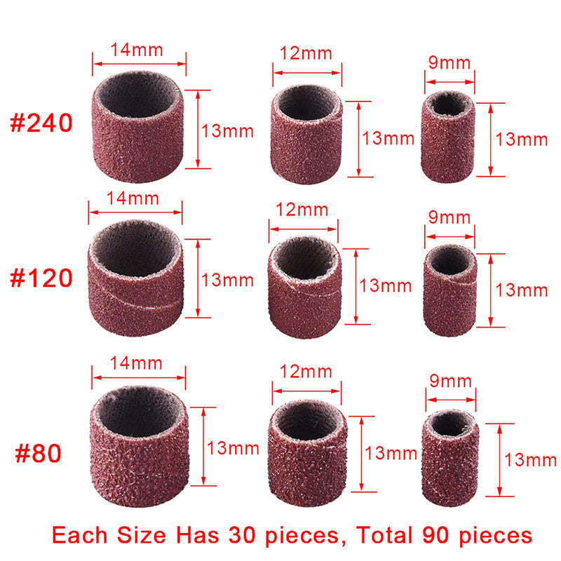 AUSTOR 192 Pcs Sanding Drum Kit with Free Box Including 180 Pcs Drum Sander Nail Sanding Band Sleeves and 12 Pcs Drum Mandrels - NewNest Australia