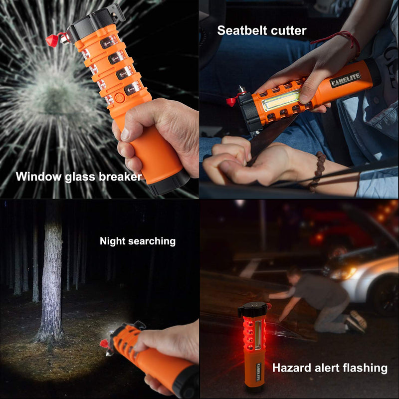 Multi-Function LED Work Light, Essential 5-in-1 Car Escape Tool, Life Saving Survival Kit: Seatbelt Cutter, Hammer Breaker, Worklight, Flashlight, Flash Beacon, Magnetic Base (Batteries Included) - NewNest Australia